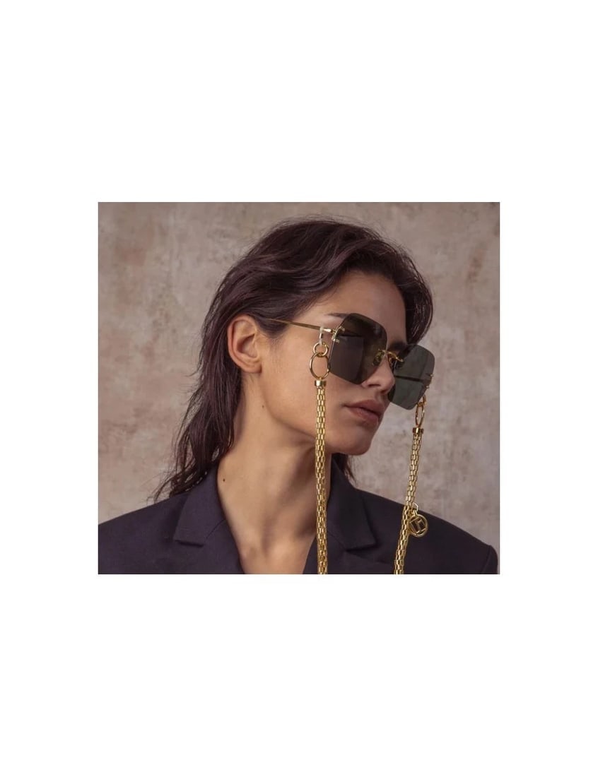 Linda Farrow 22 carat gold plated glasses chain with LF logo charm - 7