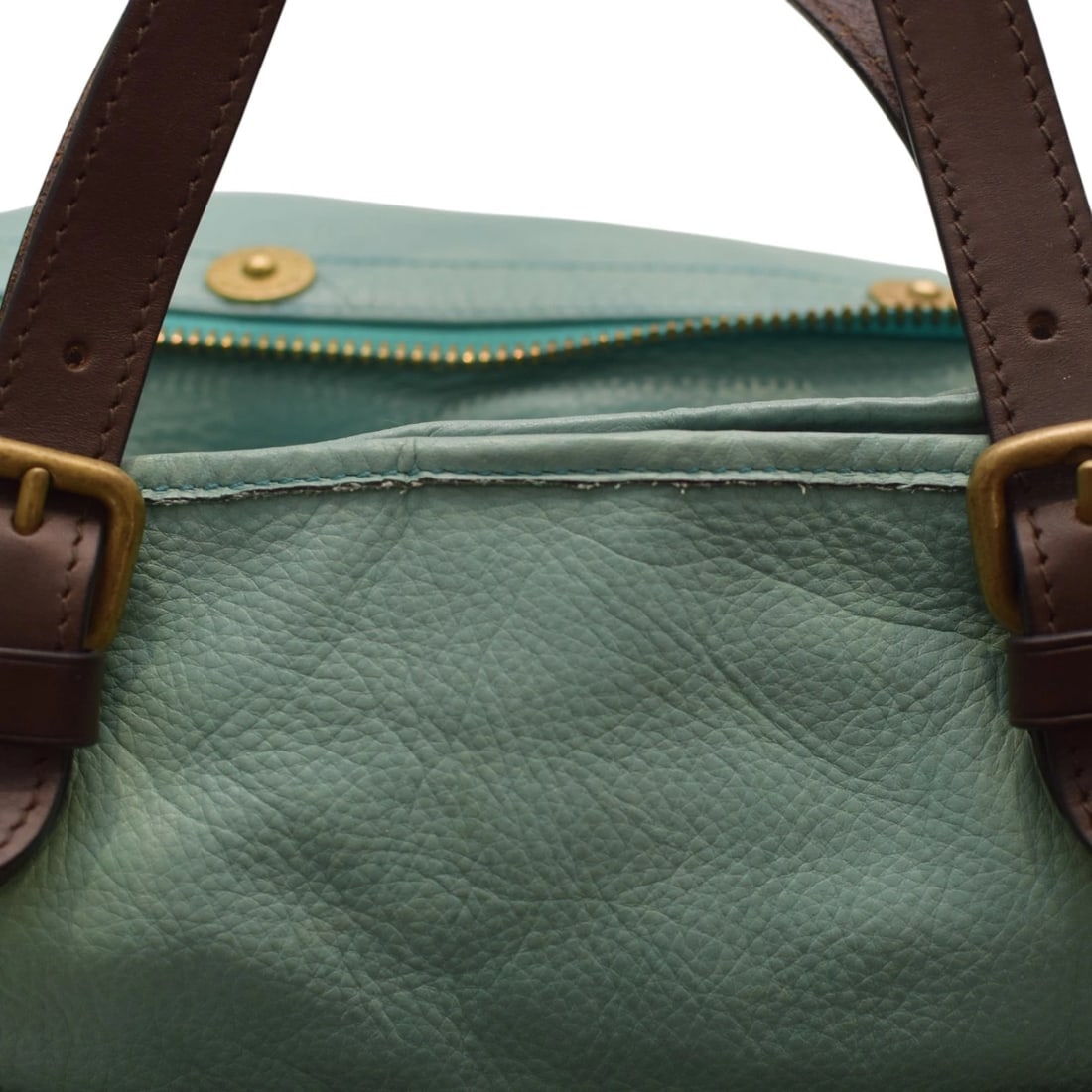 Mulberry Tillie Tote Bag Aqua Blue Leather with Brown Handles & detachable strap - 17