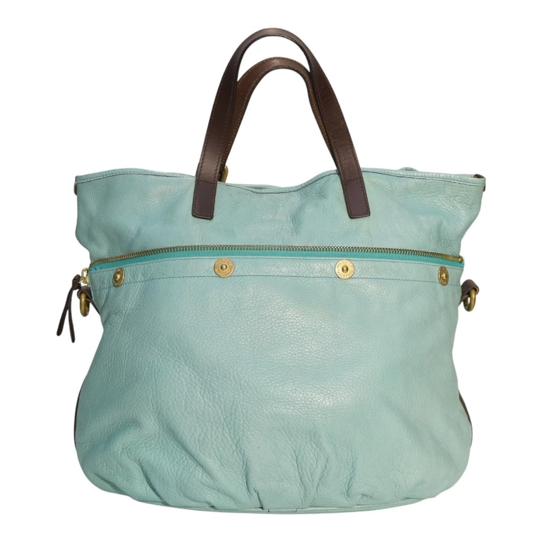 Mulberry Tillie Tote Bag Aqua Blue Leather with Brown Handles & detachable strap - 3