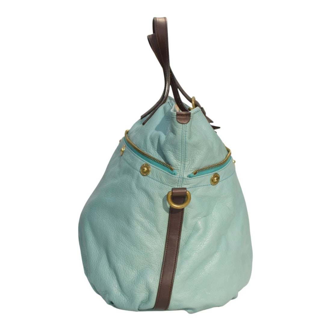 Mulberry Tillie Tote Bag Aqua Blue Leather with Brown Handles & detachable strap - 4