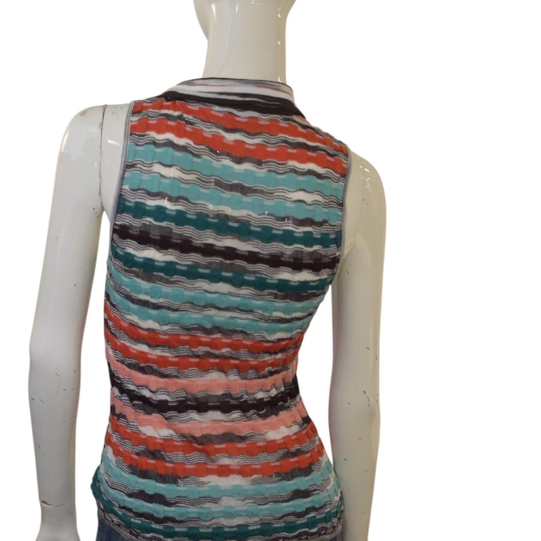 M Missoni Multicolor Patterned Knit Sleeveless Blouse Collared Polo Top size M - 2