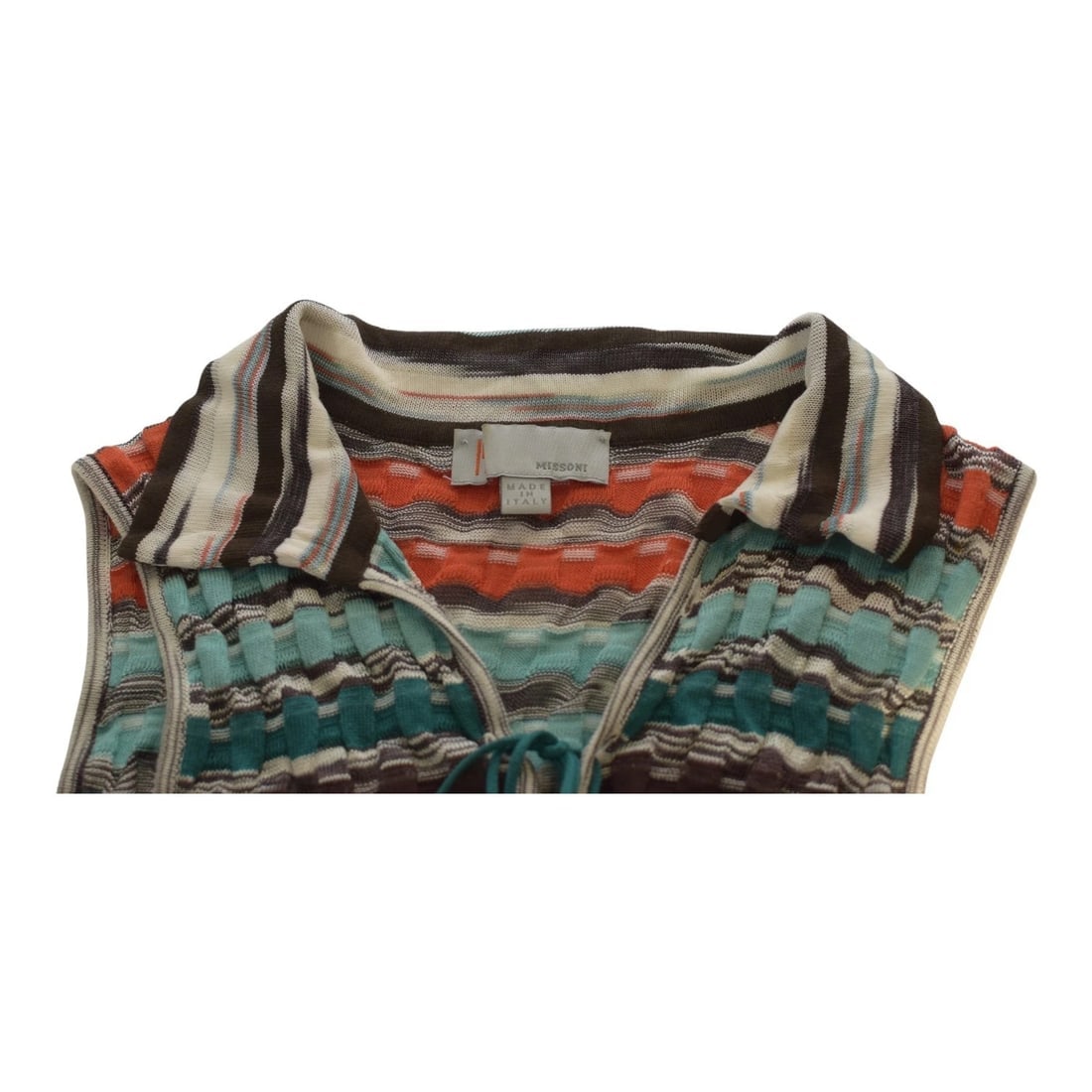 M Missoni Multicolor Patterned Knit Sleeveless Blouse Collared Polo Top size M - 4