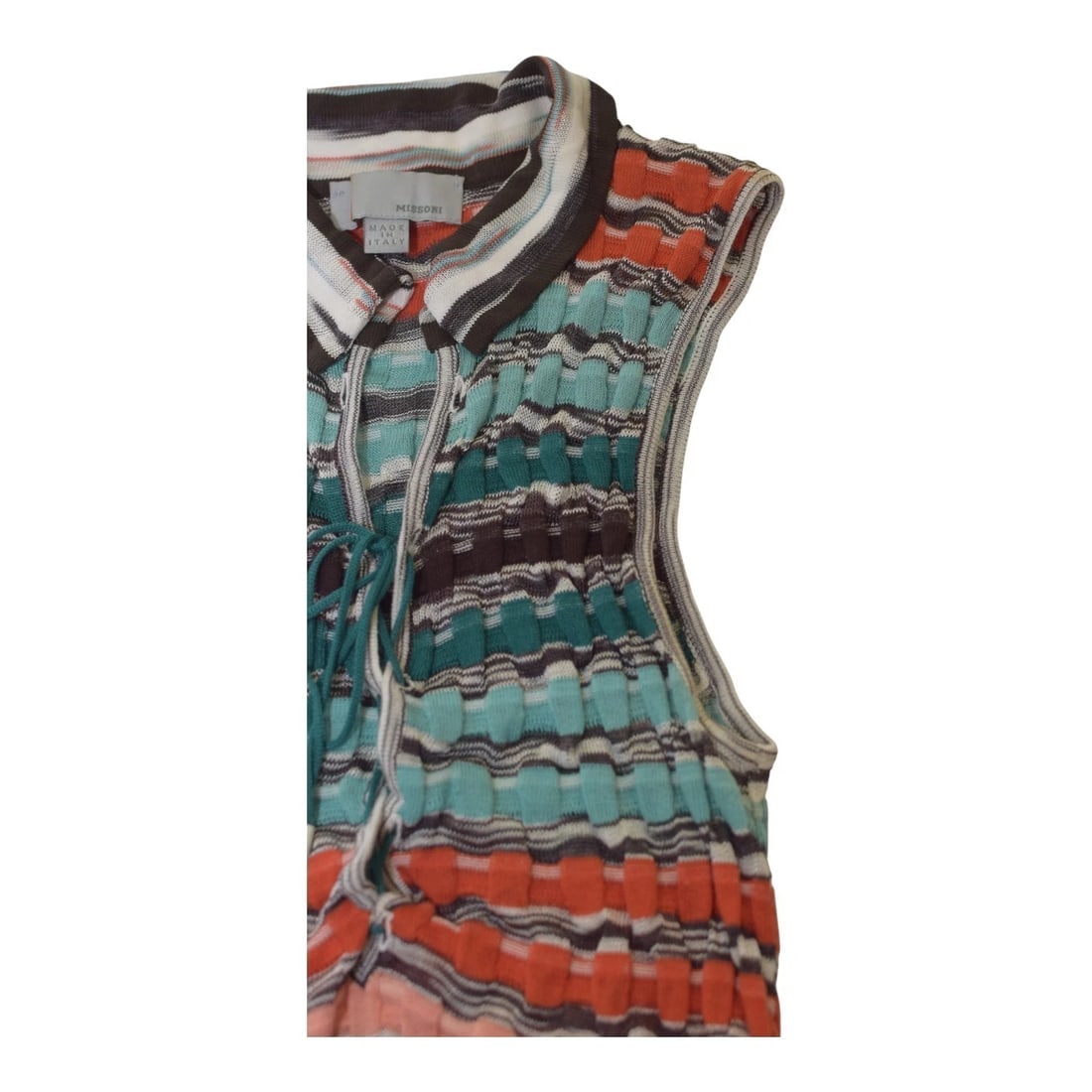 M Missoni Multicolor Patterned Knit Sleeveless Blouse Collared Polo Top size M - 6
