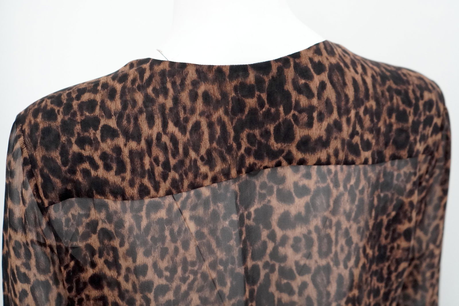 Saint Laurent Silk Sheer Leopard Buttoned Top - 13