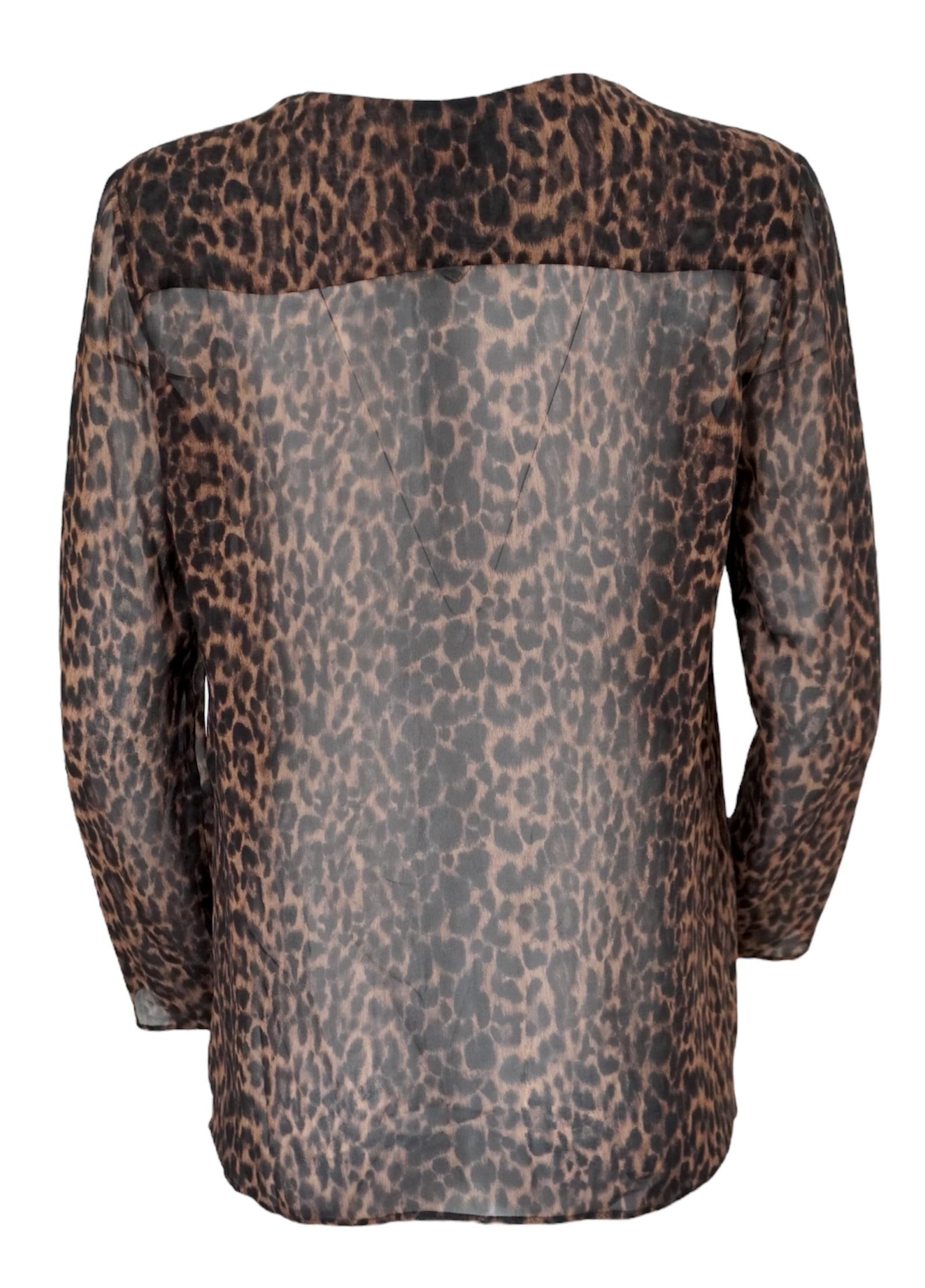 Saint Laurent Silk Sheer Leopard Buttoned Top - 20