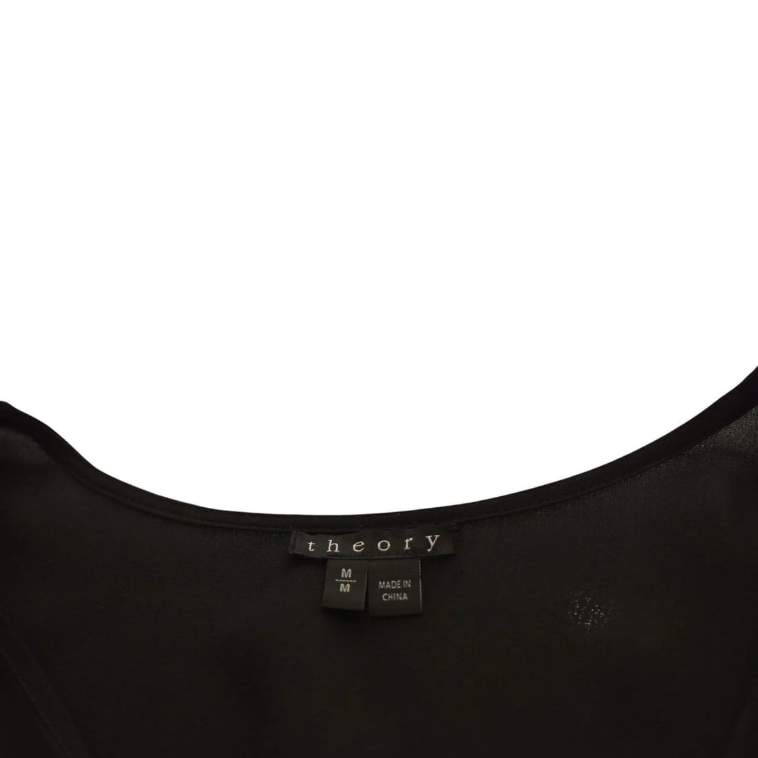 Theory Black Minimal Long Sleeve Women’s Silk Blouse Top V‑Neck Pleated Size M - 3