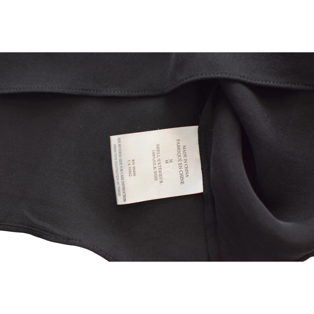 Theory Black Minimal Long Sleeve Women’s Silk Blouse Top V‑Neck Pleated Size M - 4