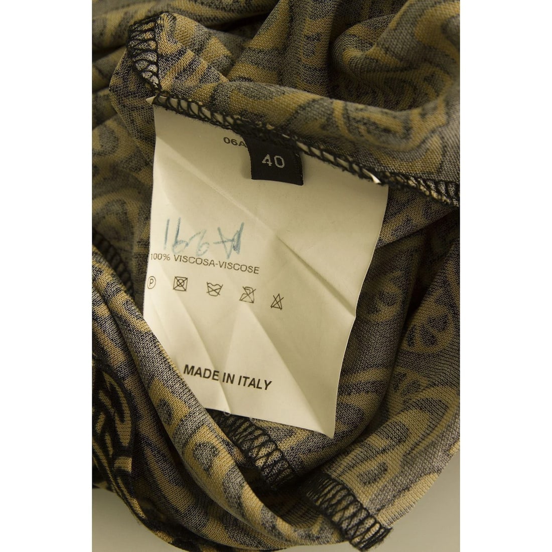 Atos Lombardini beige & black above knee deep V mini length viscose dress Sz 40 - 4