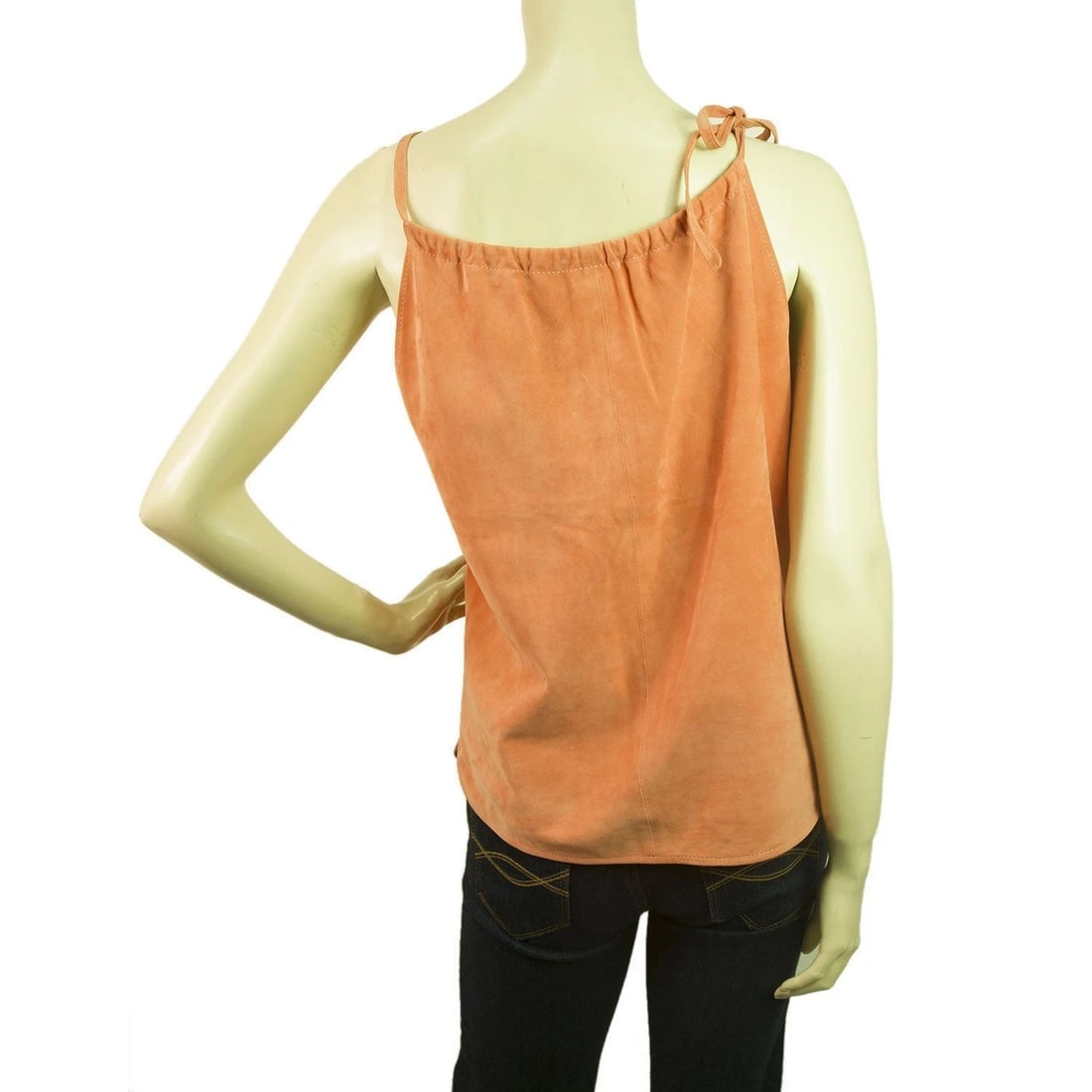 Jo Peters NEW 100% Leather Suede Salmon Pink Cami Sleeveless Top - 2