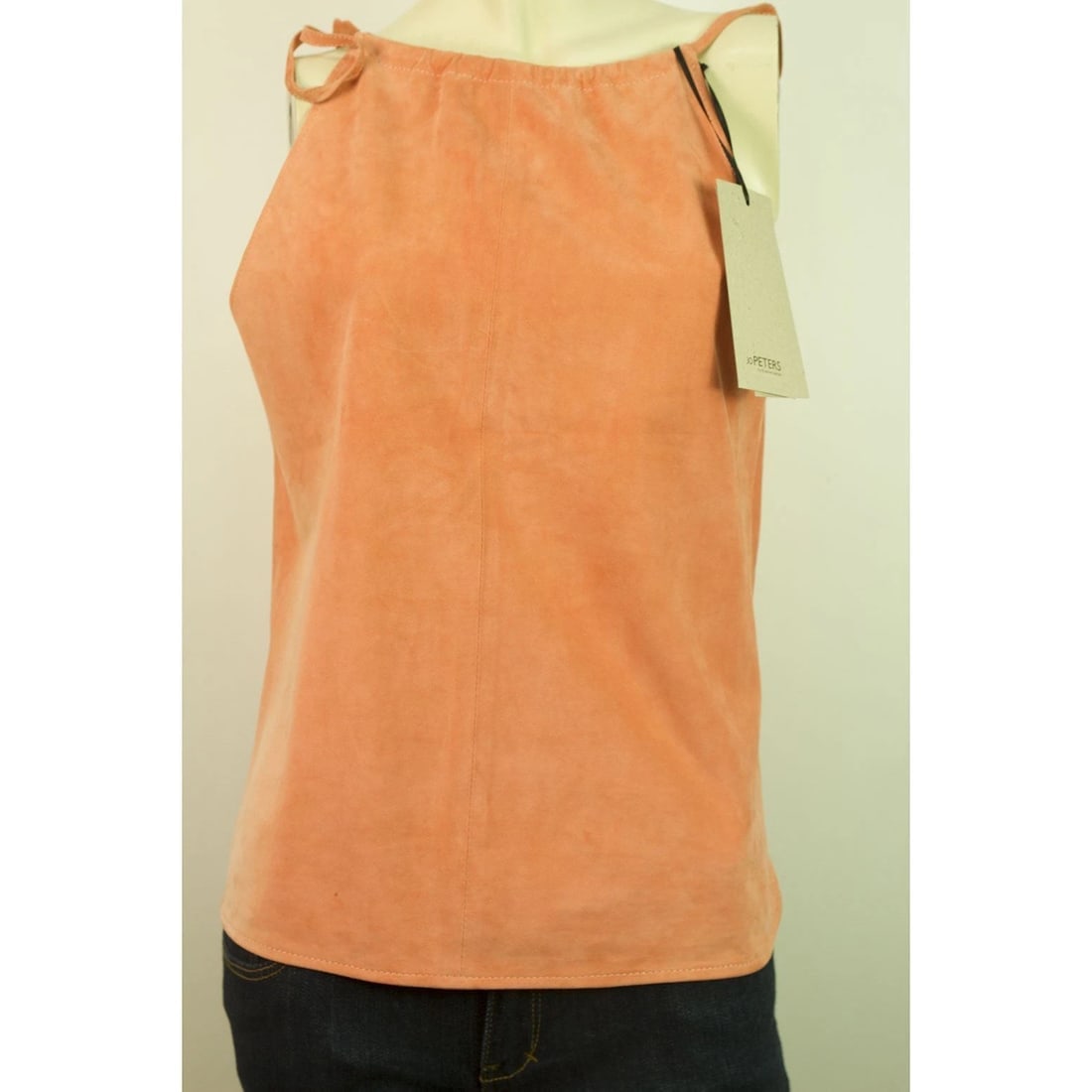 Jo Peters NEW 100% Leather Suede Salmon Pink Cami Sleeveless Top - 6