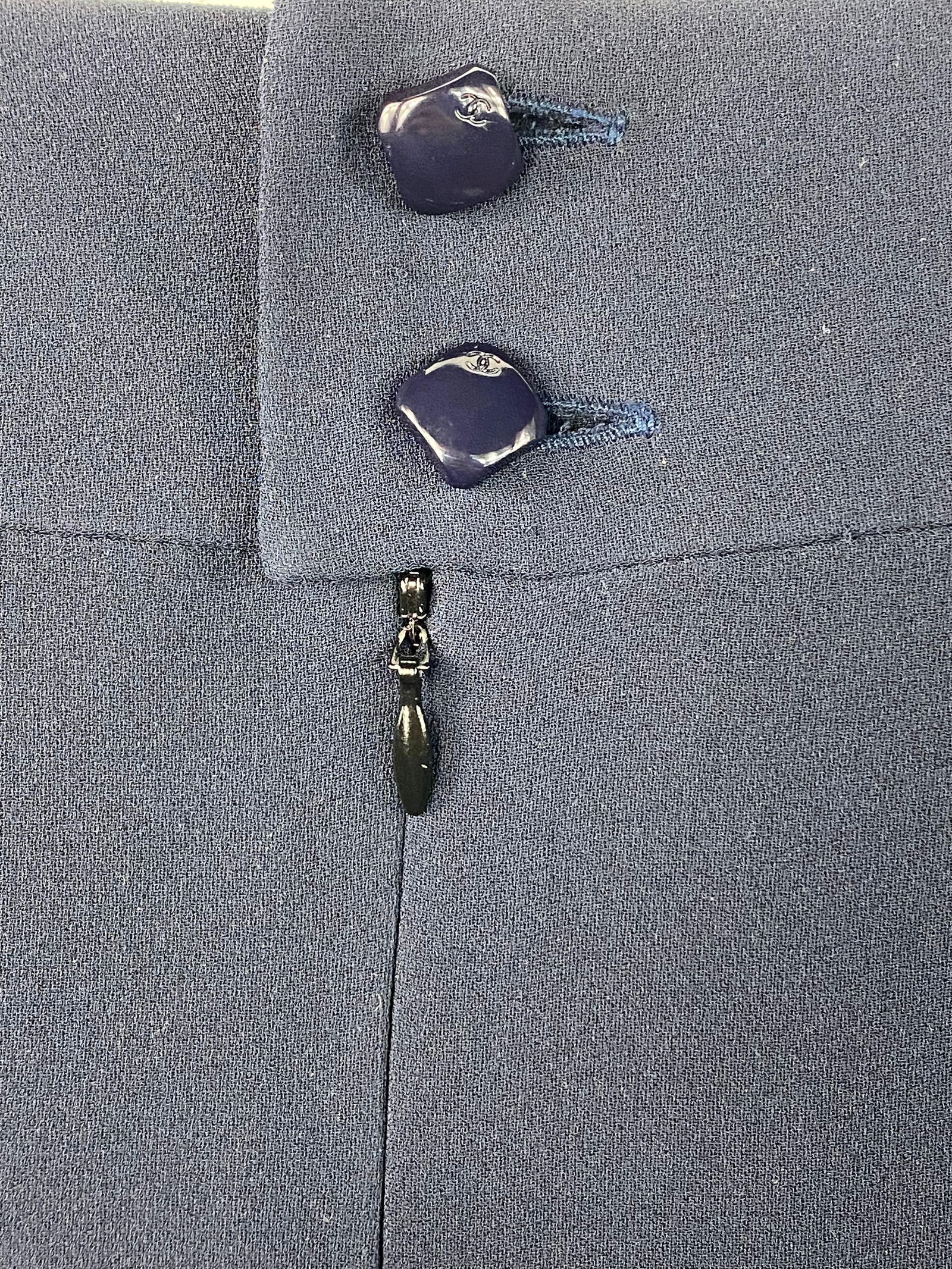 Chanel Navy Silk Midi Skirt Size 42 - 11