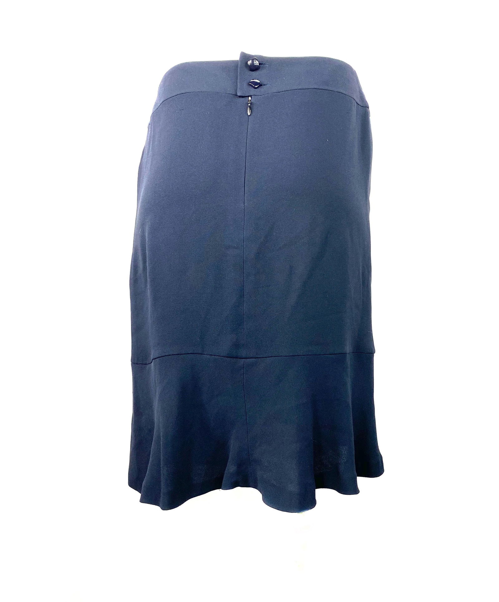 Chanel Navy Silk Midi Skirt Size 42 - 13