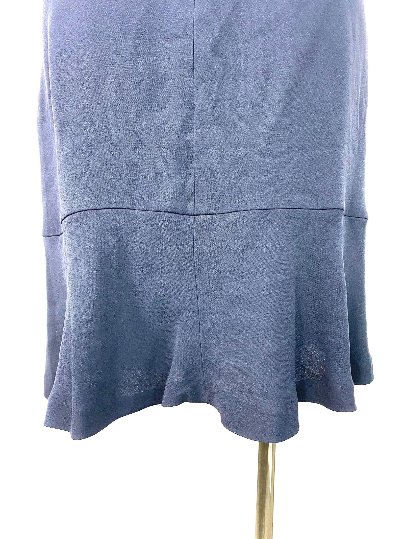 Chanel Navy Silk Midi Skirt Size 42 - 14