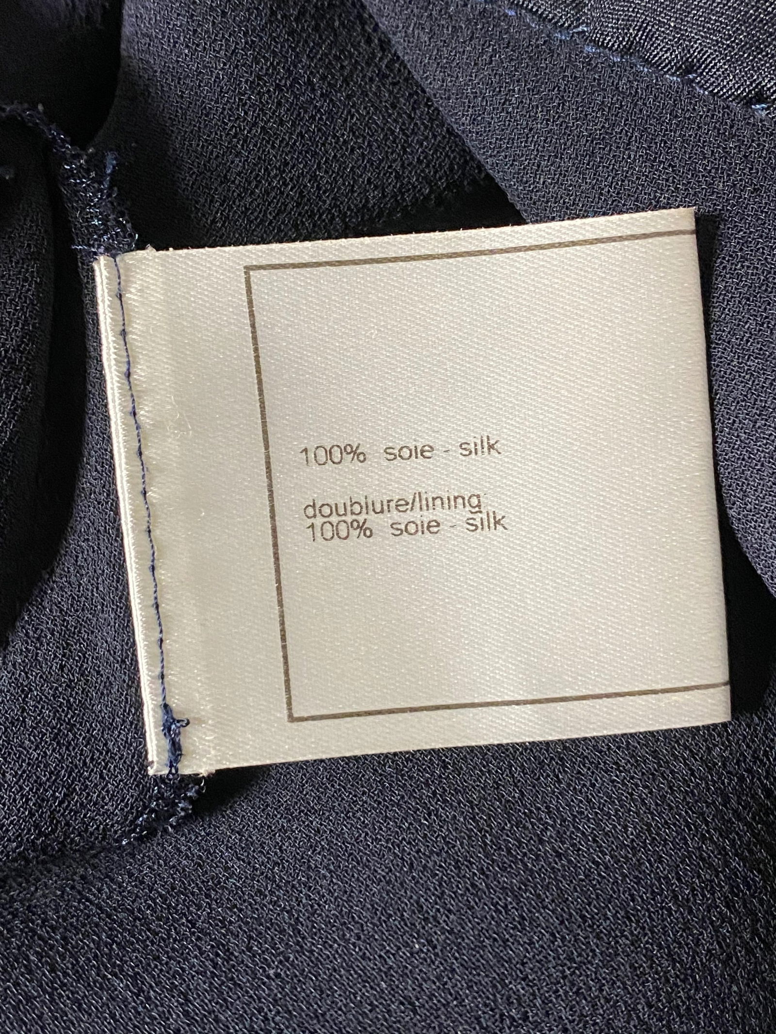 Chanel Navy Silk Midi Skirt Size 42 - 17