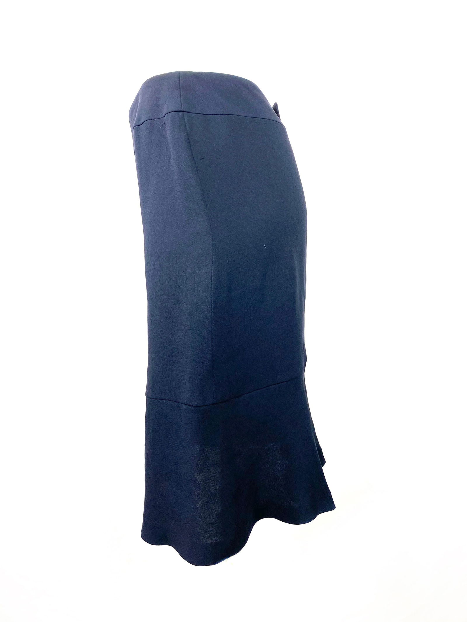Chanel Navy Silk Midi Skirt Size 42 - 8