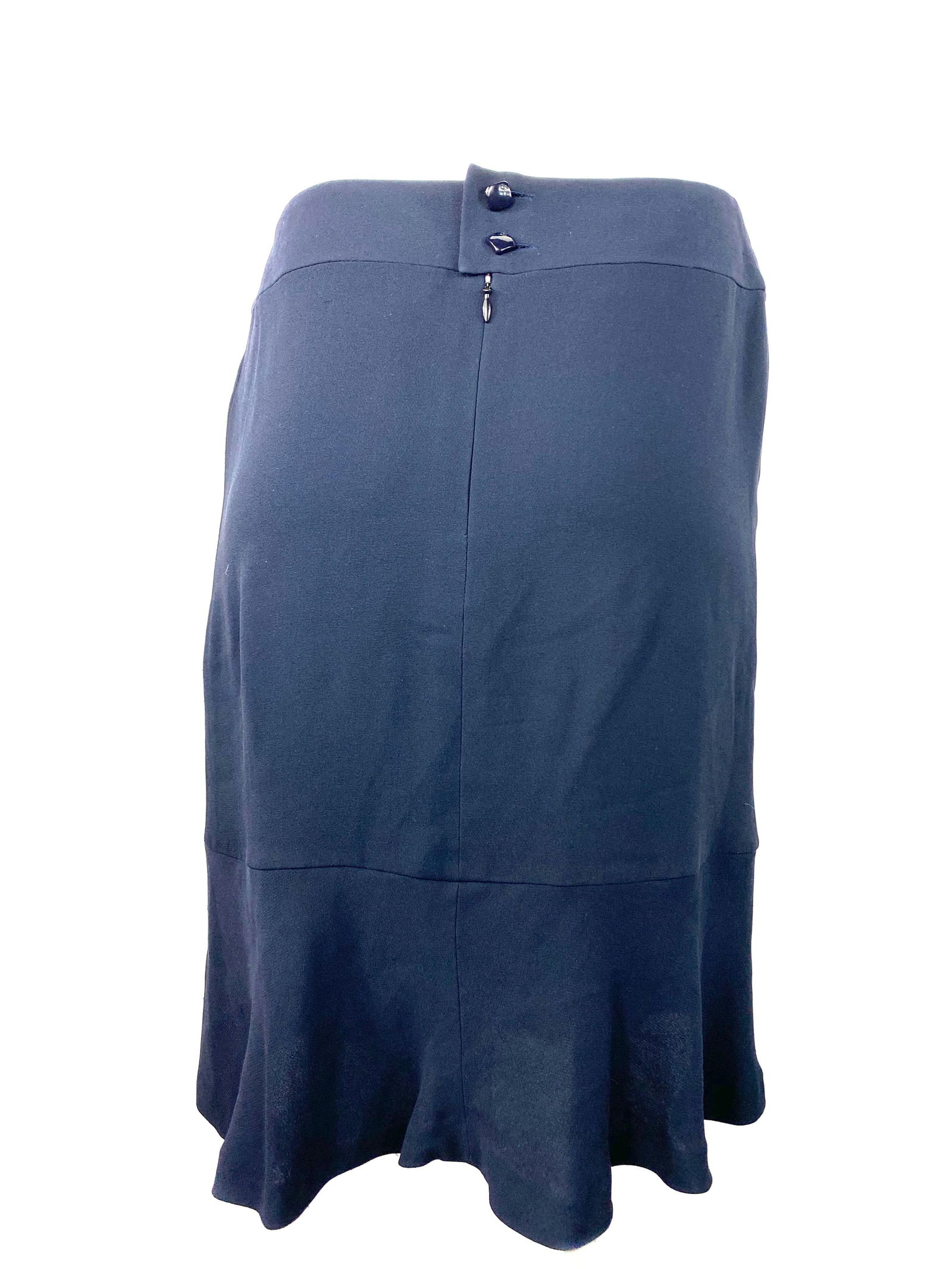 Chanel Navy Silk Midi Skirt Size 42 - 9