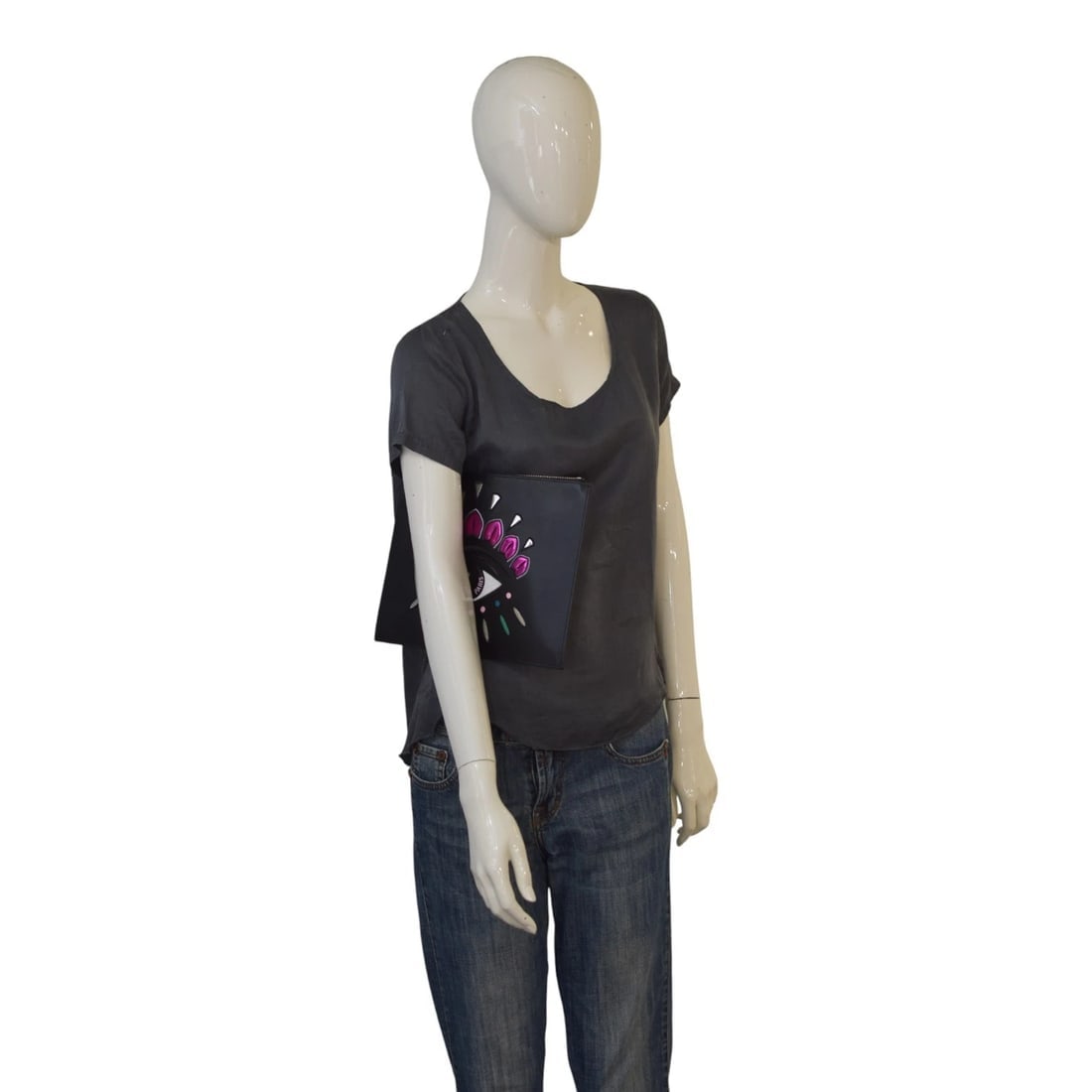 Kenzo Bag A4 Pouch EYE CLUTCH Women's Black F852SA607L22 99A Clutch Bag $515 RSP - 8