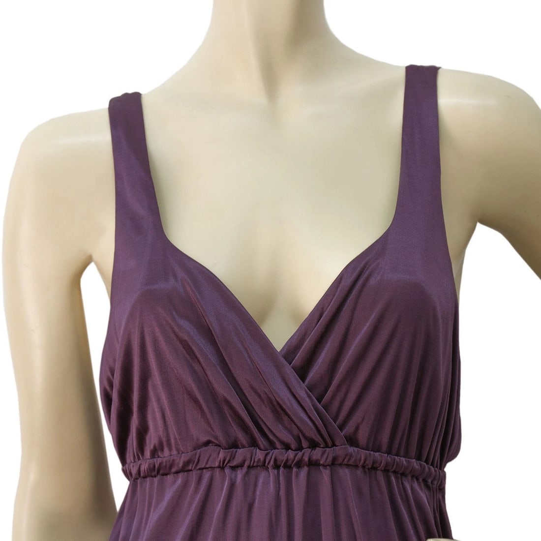 Alice San Diego 100% silk deep purple knee length open back puff dress - 3