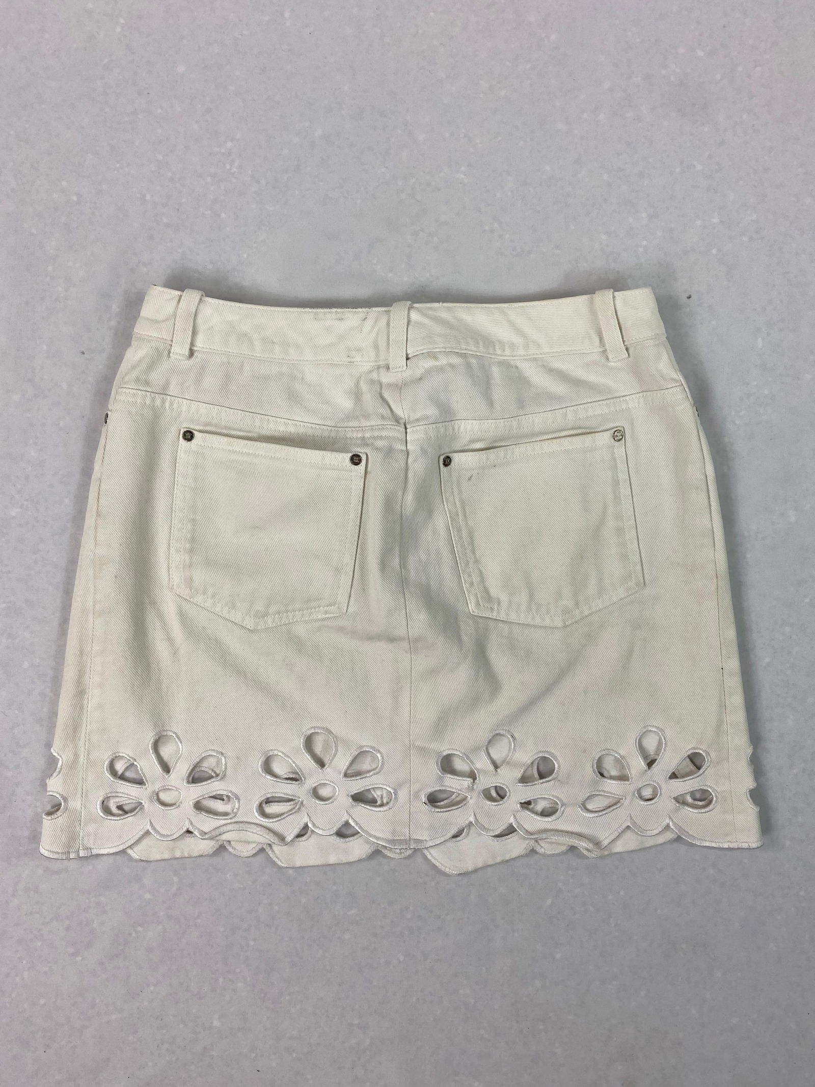 Celine White Denim Mini Skirt, Size 40 - 10