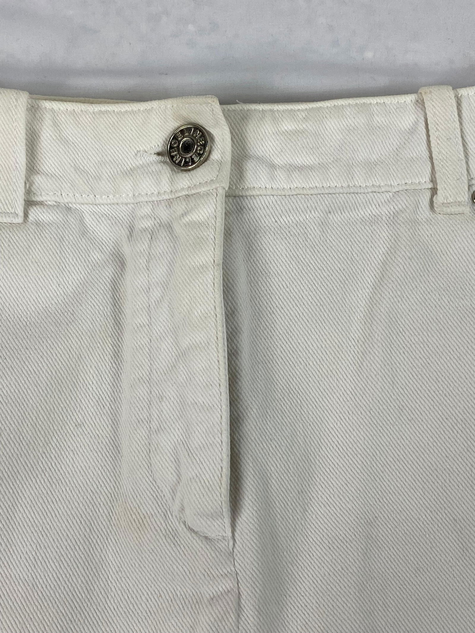 Celine White Denim Mini Skirt, Size 40 - 14