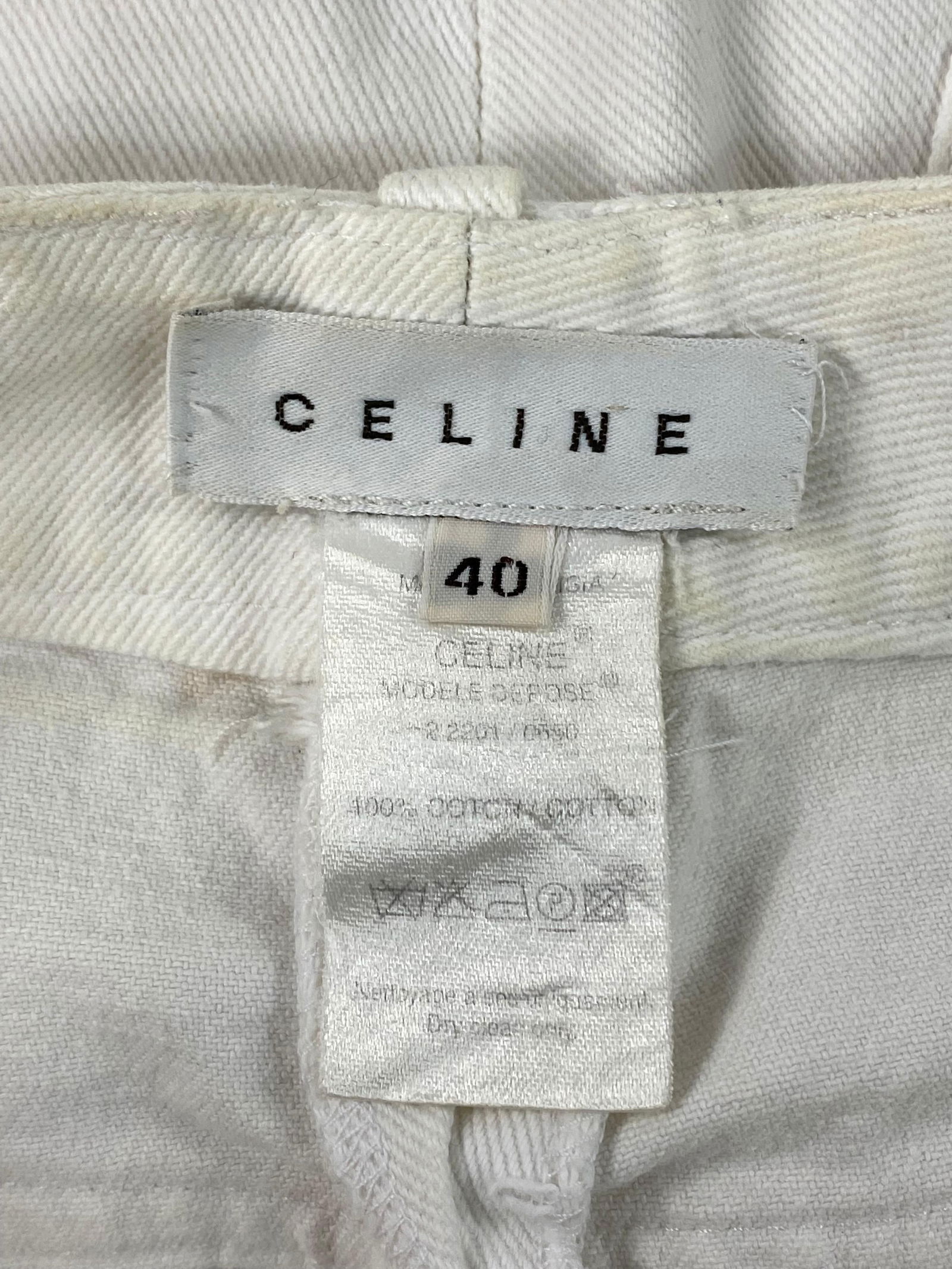 Celine White Denim Mini Skirt, Size 40 - 6