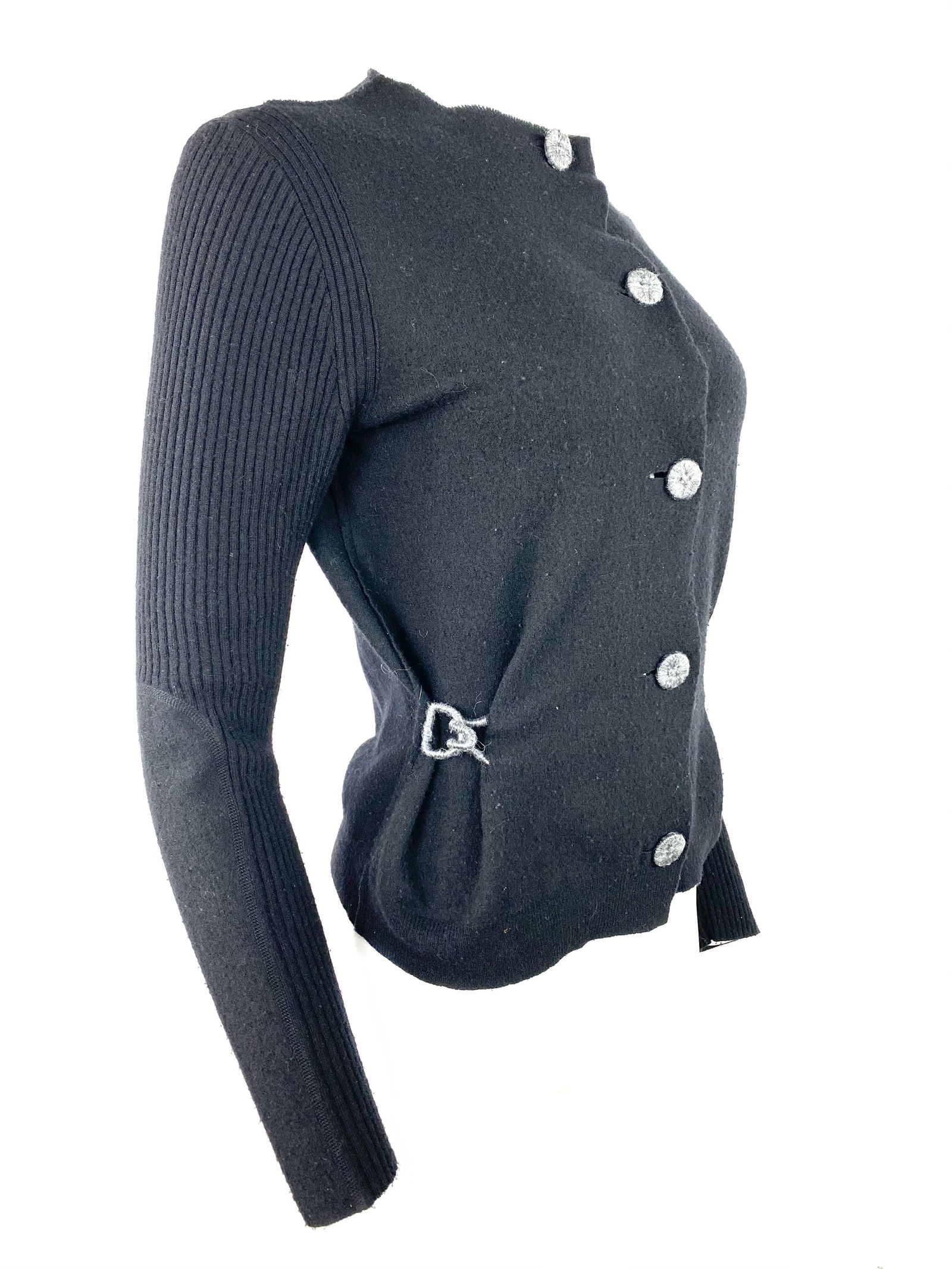 2007 Lanvin Black Wool Cardigan, Size Small - 20