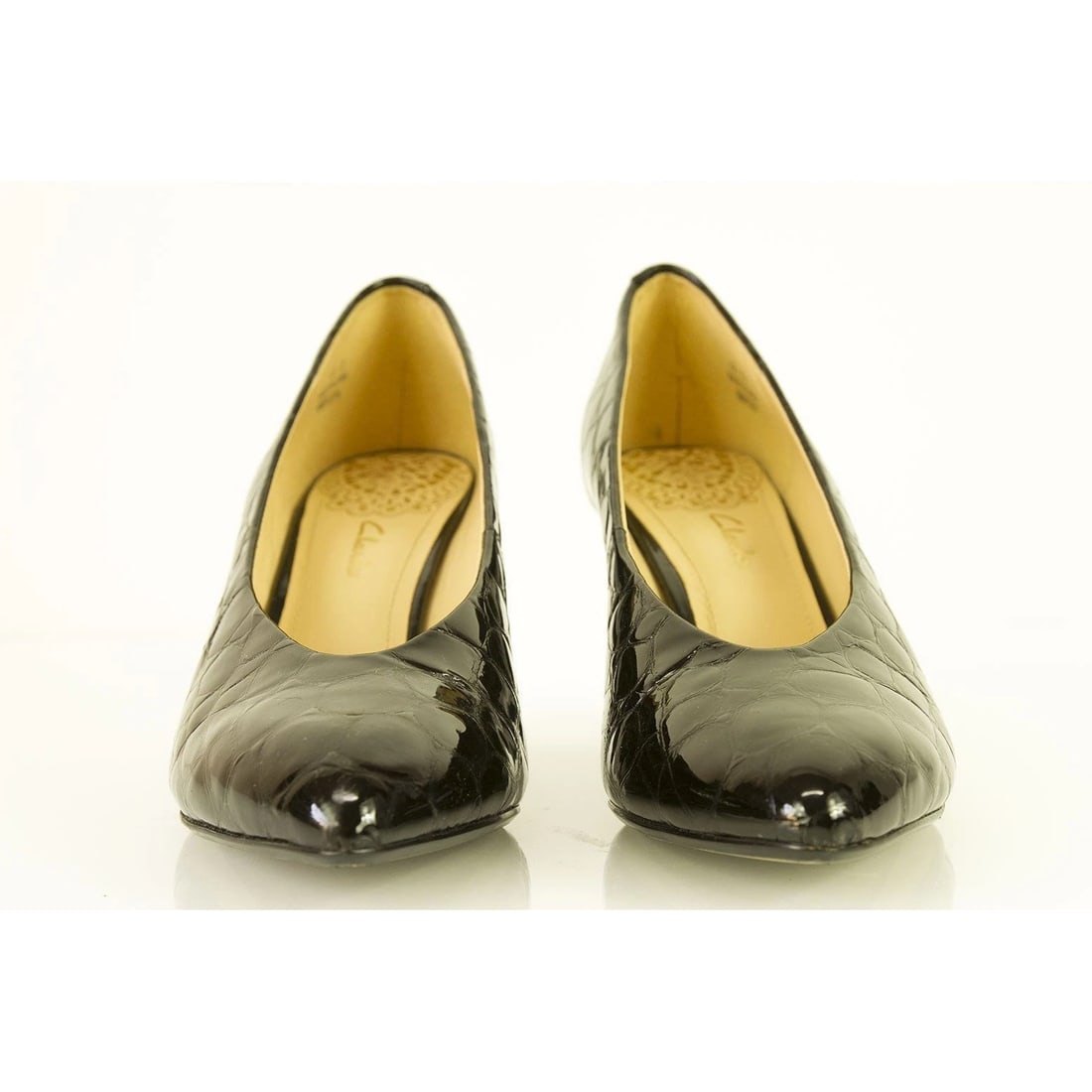 Clarks Black Croco Embossed Patent Leather Pointed Toe Pumps Heels Shoes UK 7 - 2