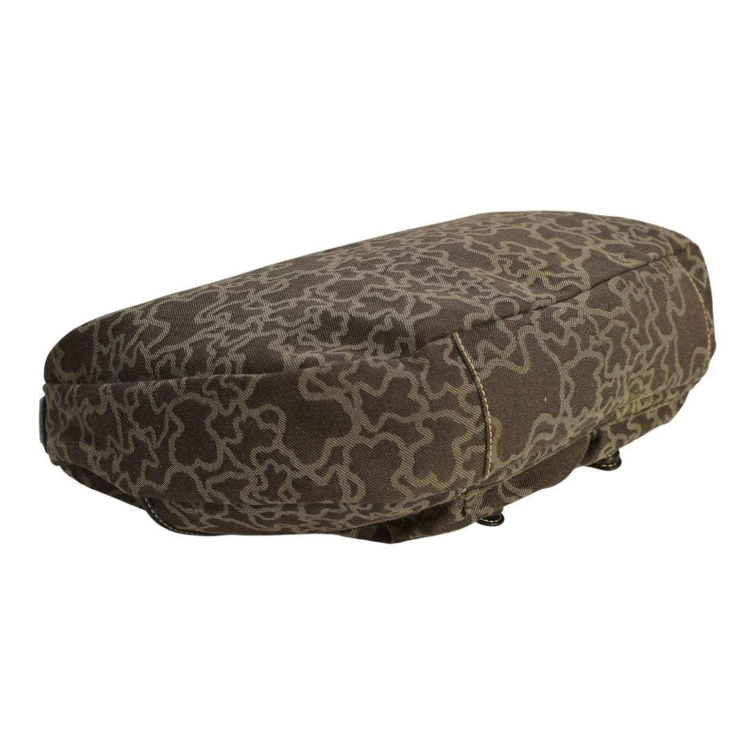 TOUS Kaos Print Denim Canvas & Black Leather Trim Large Hobo Shoulder Bag - 10