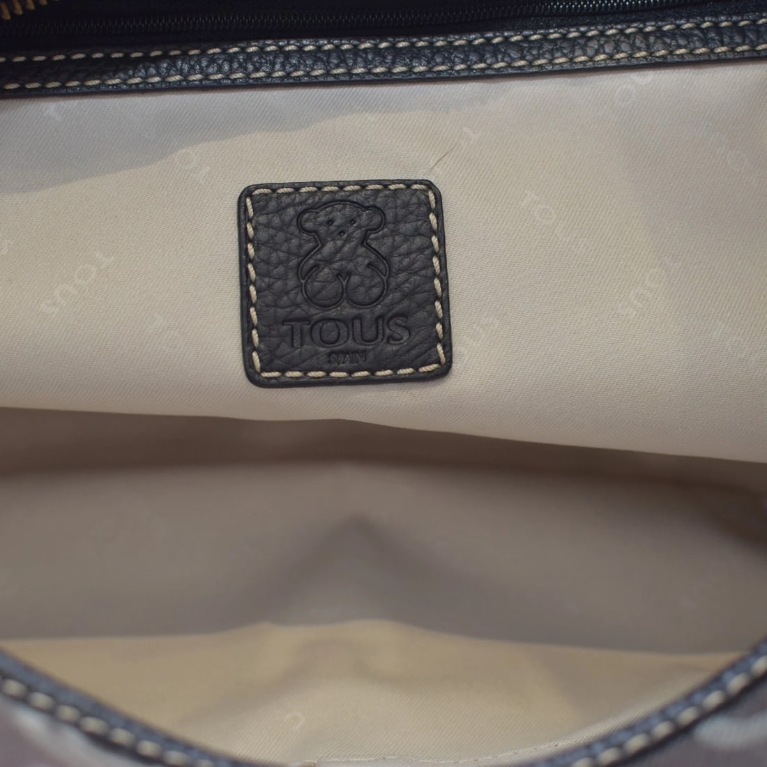 TOUS Kaos Print Denim Canvas & Black Leather Trim Large Hobo Shoulder Bag - 14