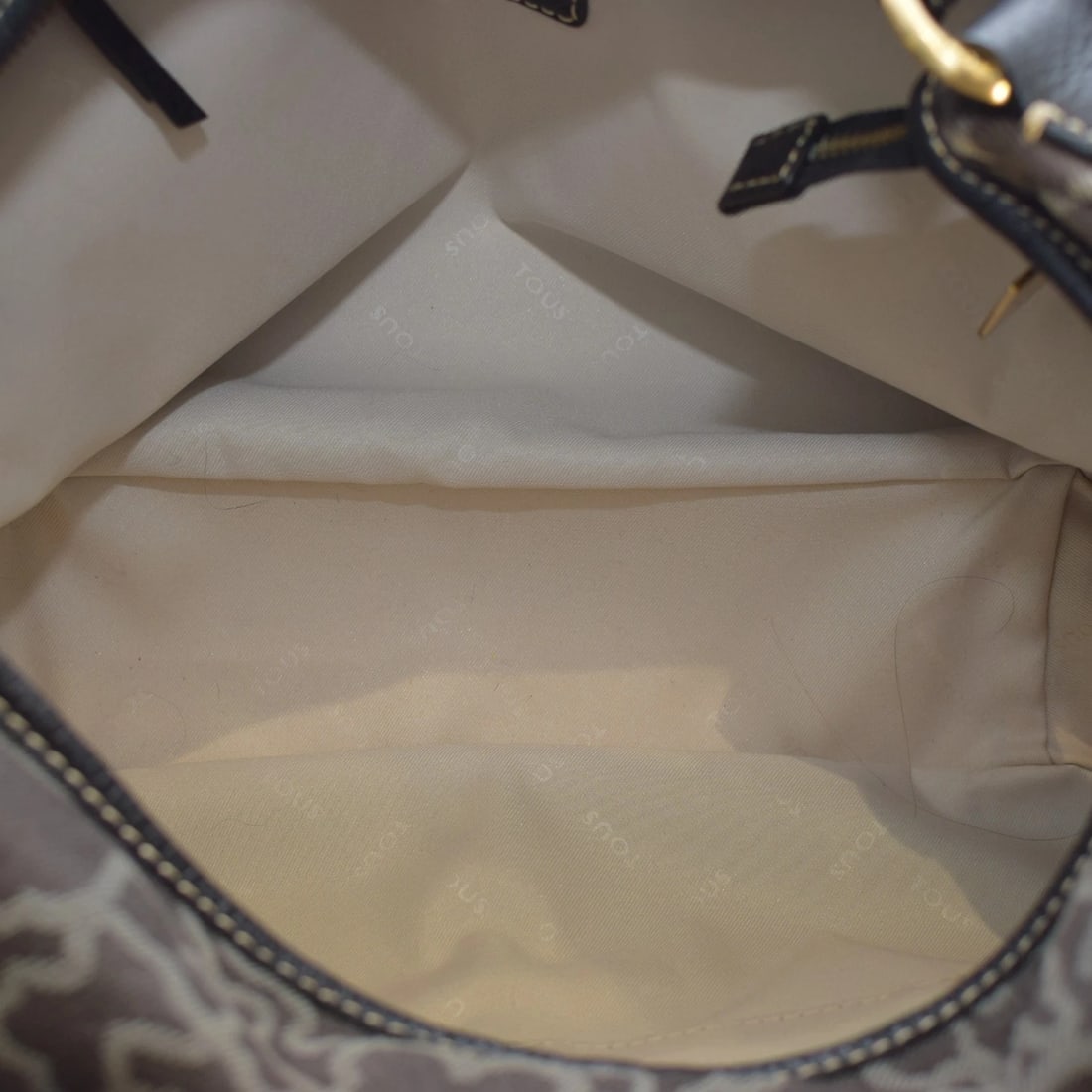 TOUS Kaos Print Denim Canvas & Black Leather Trim Large Hobo Shoulder Bag - 15