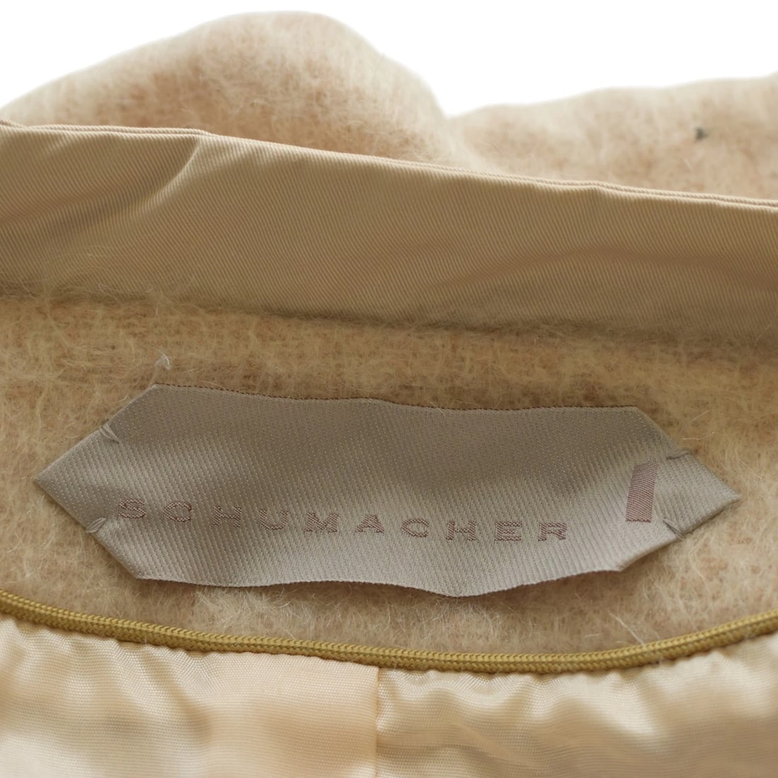 Schumacher Beige Cropped Wool-Blend Jacket 3/4 length sleeves Peter Pan collar M - 3