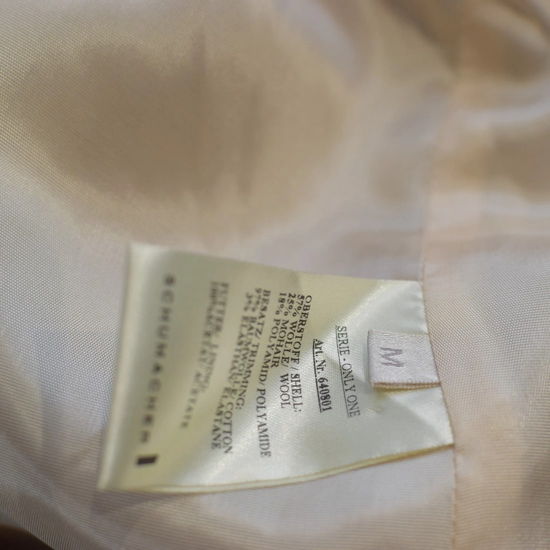 Schumacher Beige Cropped Wool-Blend Jacket 3/4 length sleeves Peter Pan collar M - 4