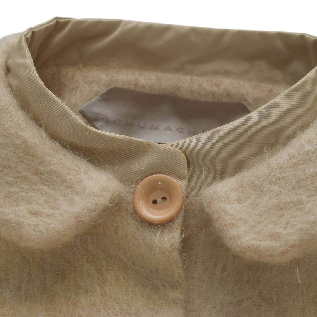 Schumacher Beige Cropped Wool-Blend Jacket 3/4 length sleeves Peter Pan collar M - 6