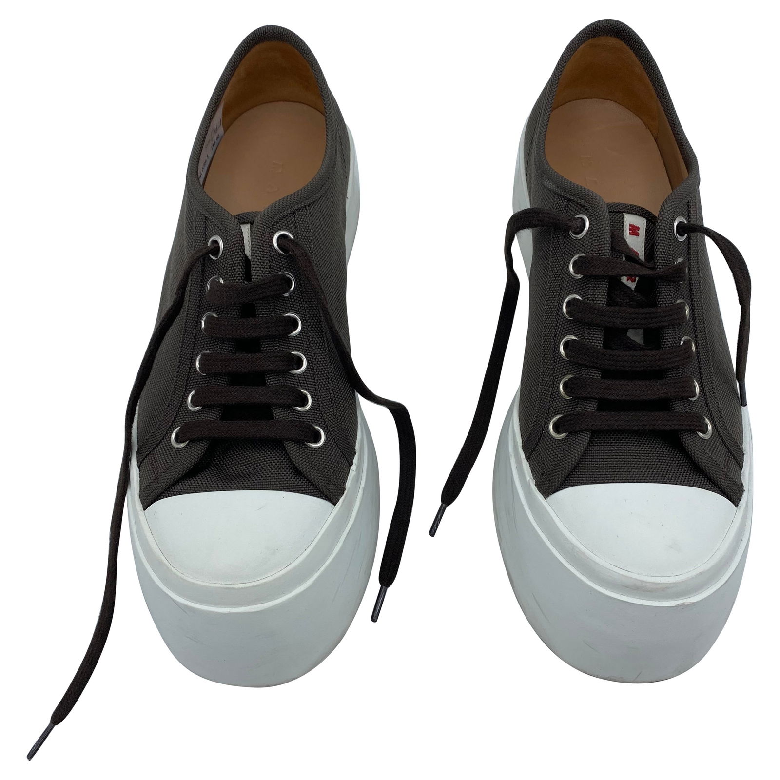 Marni Brown Platform Canvas Sneakers, Size 38 - 13