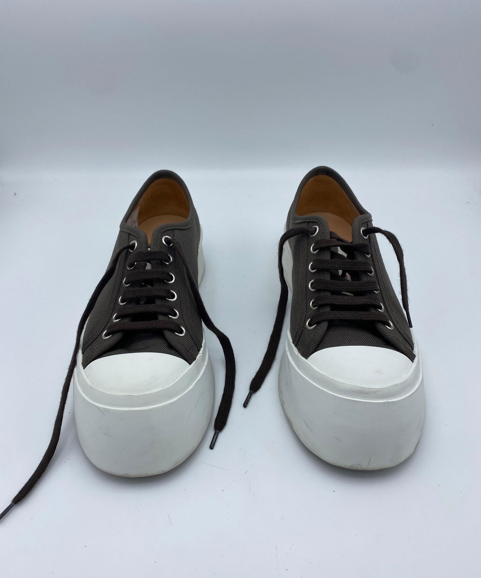 Marni Brown Platform Canvas Sneakers, Size 38 - 8