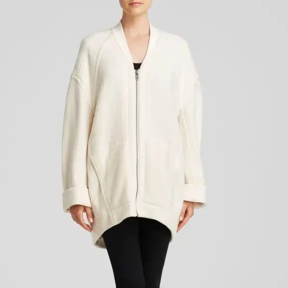 Helmut Lang Oversized Off-White Wool Zip Jacket – Size P (XS/S) Zipper closure - 3
