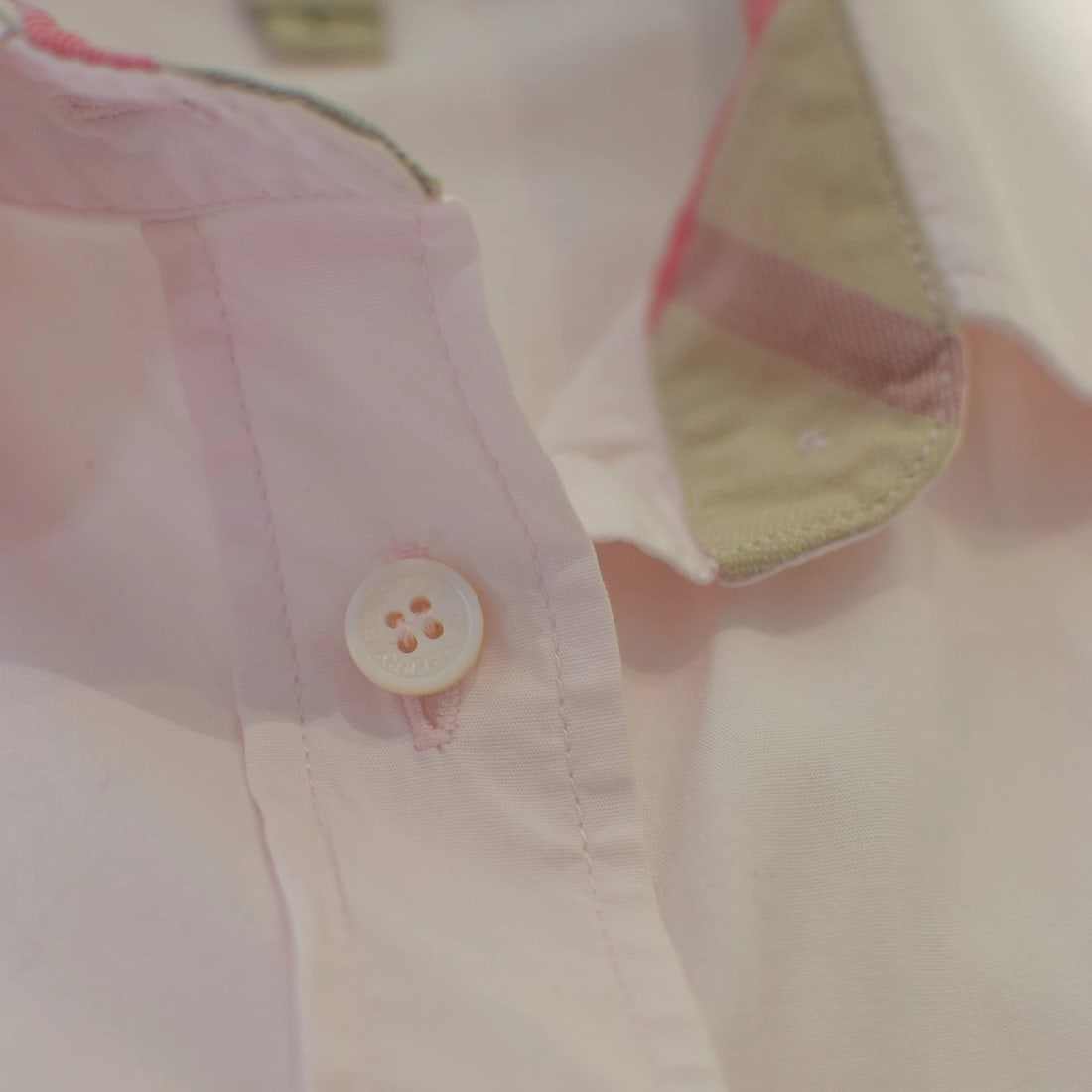 Burberry London Pink Cotton Nova Check Trim Shirt Size L Women’s Button Up - 7