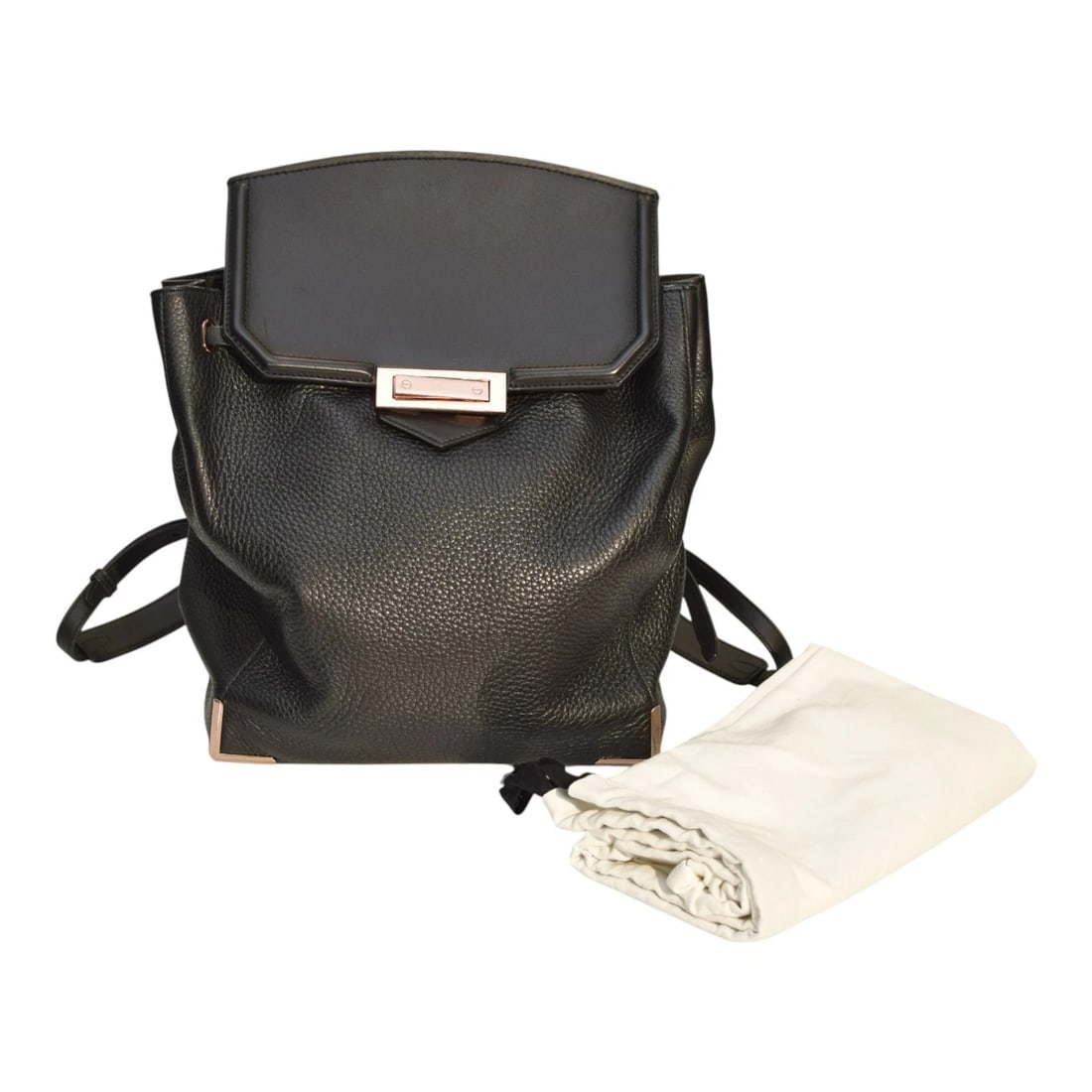 Alexander Wang Prisma Skeletal Black Pebbled Leather Backpack Rose Gold Hardware - 13