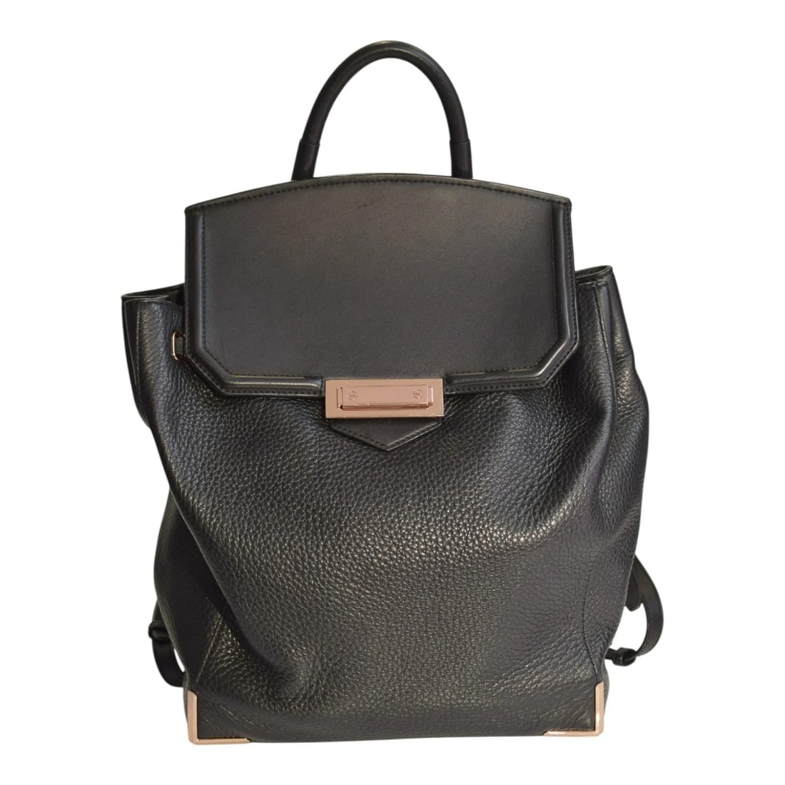 Alexander Wang Prisma Skeletal Black Pebbled Leather Backpack Rose Gold Hardware: Title:Alexander Wang Prisma Skeletal Black Pebbled Leather Backpack Rose Gold HardwareDescription:Alexander Wang Prisma Skeletal Black Pebbled Leather Backpack Rose Gold Hardware This authentic