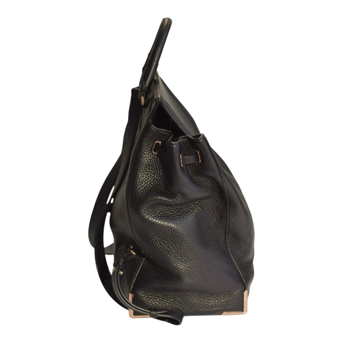 Alexander Wang Prisma Skeletal Black Pebbled Leather Backpack Rose Gold Hardware - 3