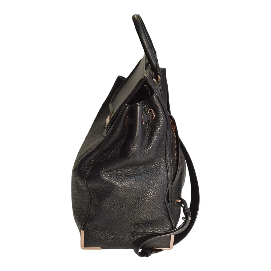 Alexander Wang Prisma Skeletal Black Pebbled Leather Backpack Rose Gold Hardware - 4