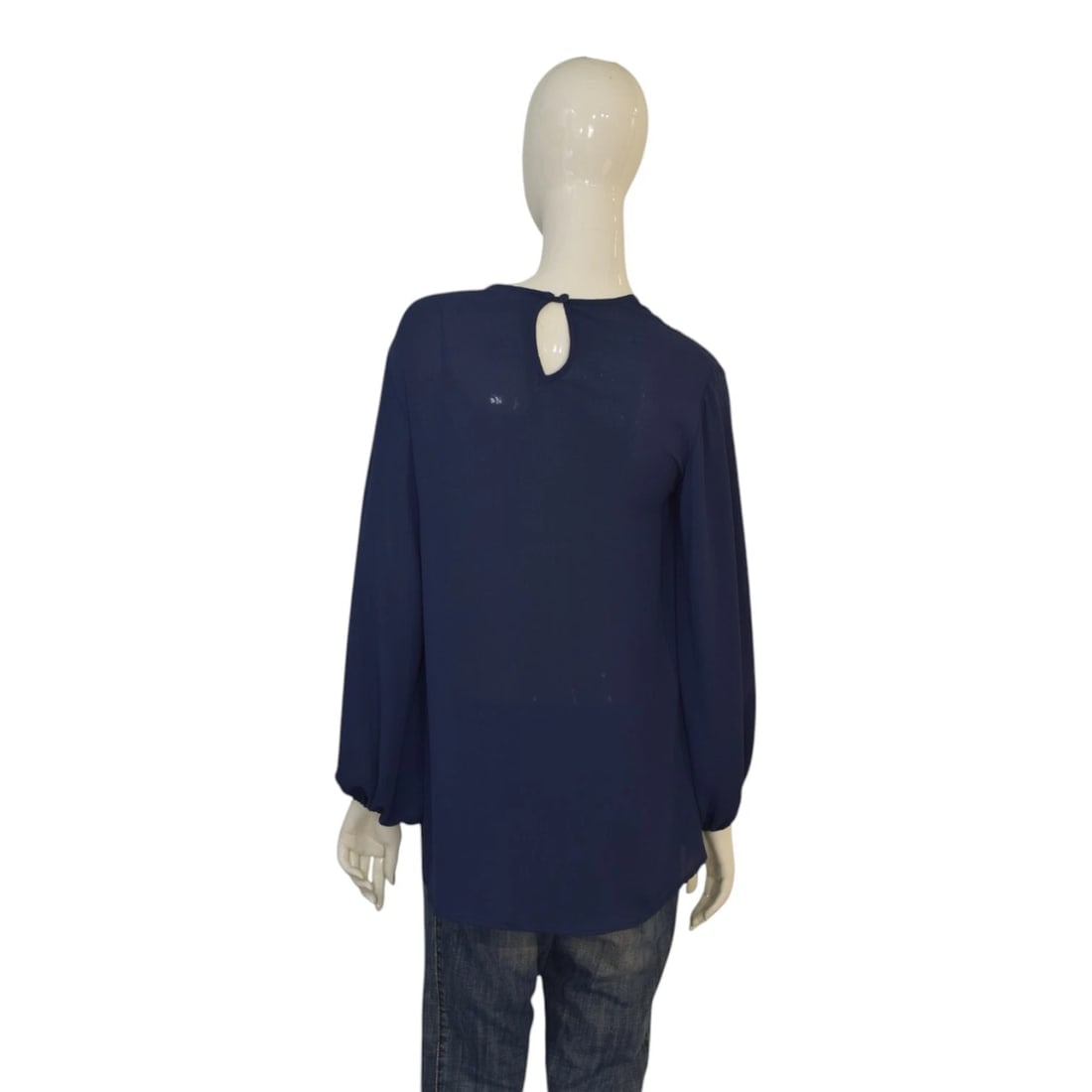 Wildwood Blue Blouson-Sleeve Blouse – Minimalist Flowing Design – Size M - 2