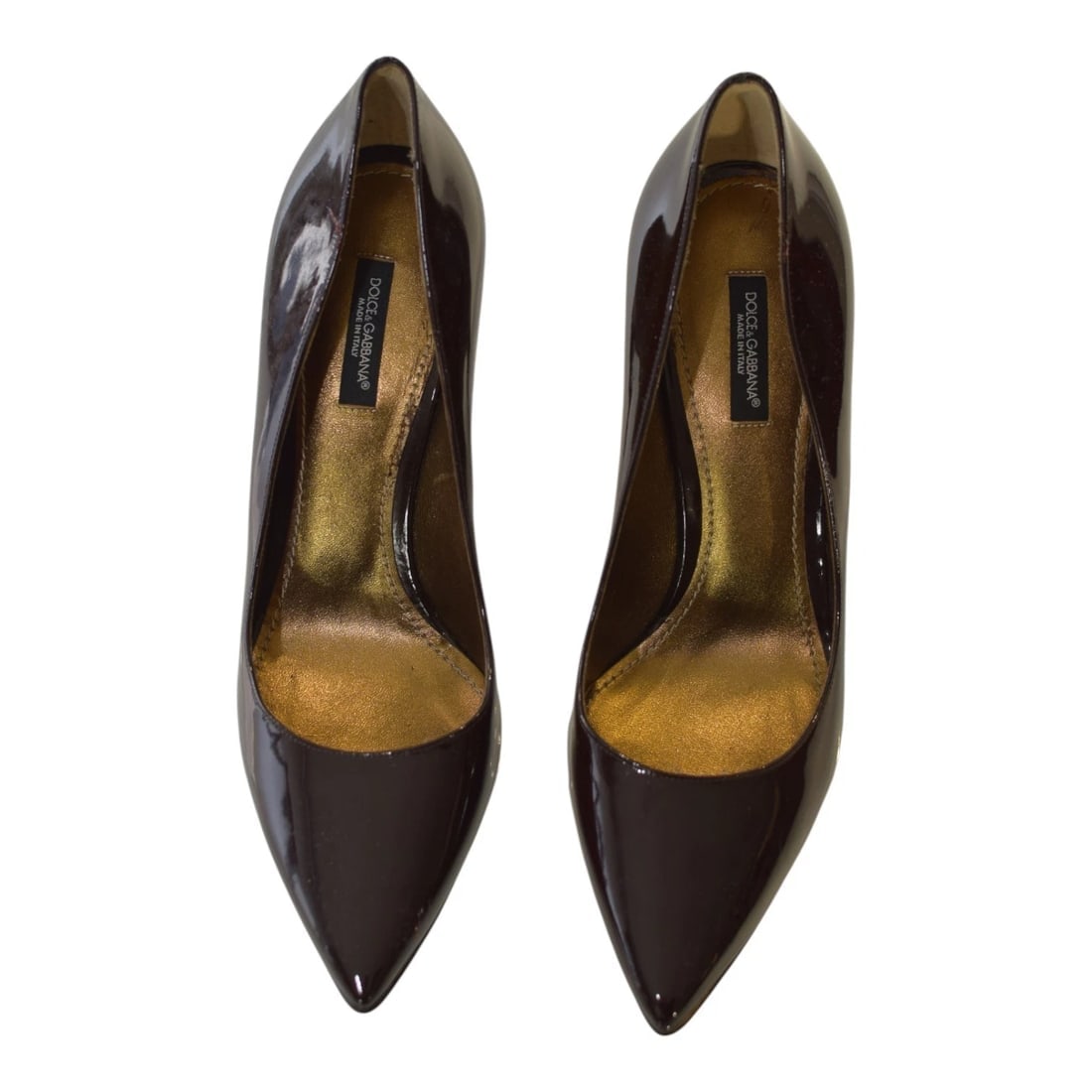 Dolce & Gabbana Brown Patent Leather Pointed Toe Pumps High Heels Shoes size 8.5 - 6