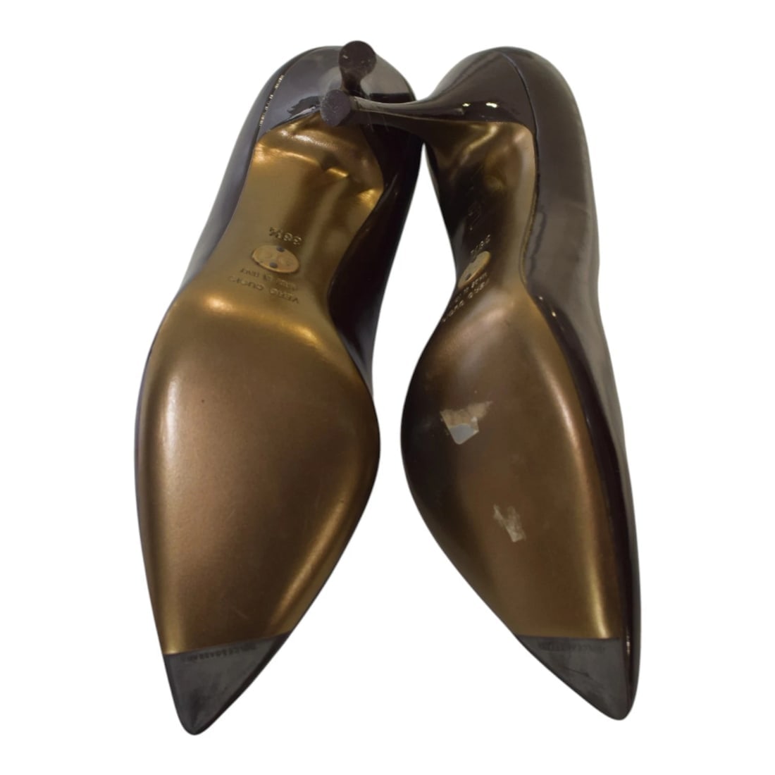 Dolce & Gabbana Brown Patent Leather Pointed Toe Pumps High Heels Shoes size 8.5 - 7