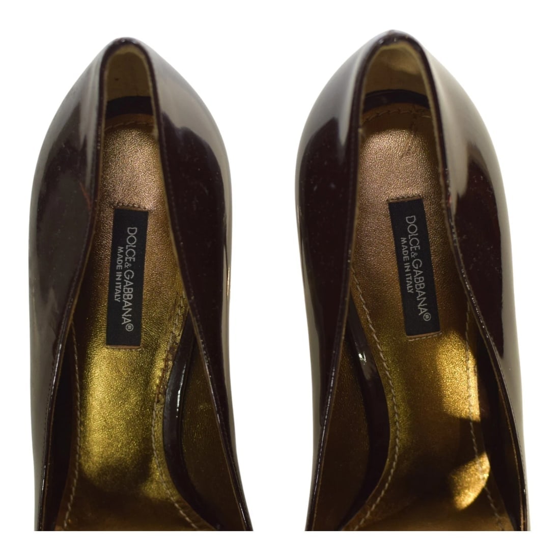 Dolce & Gabbana Brown Patent Leather Pointed Toe Pumps High Heels Shoes size 8.5 - 9