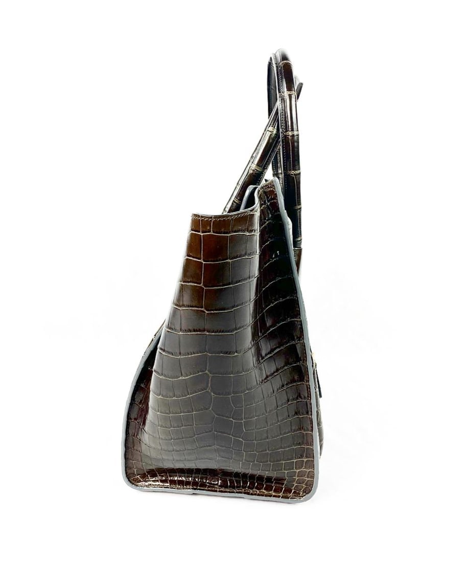 CELINE Brown Crocodile Medium Phantom Luggage Tote Bag - 11