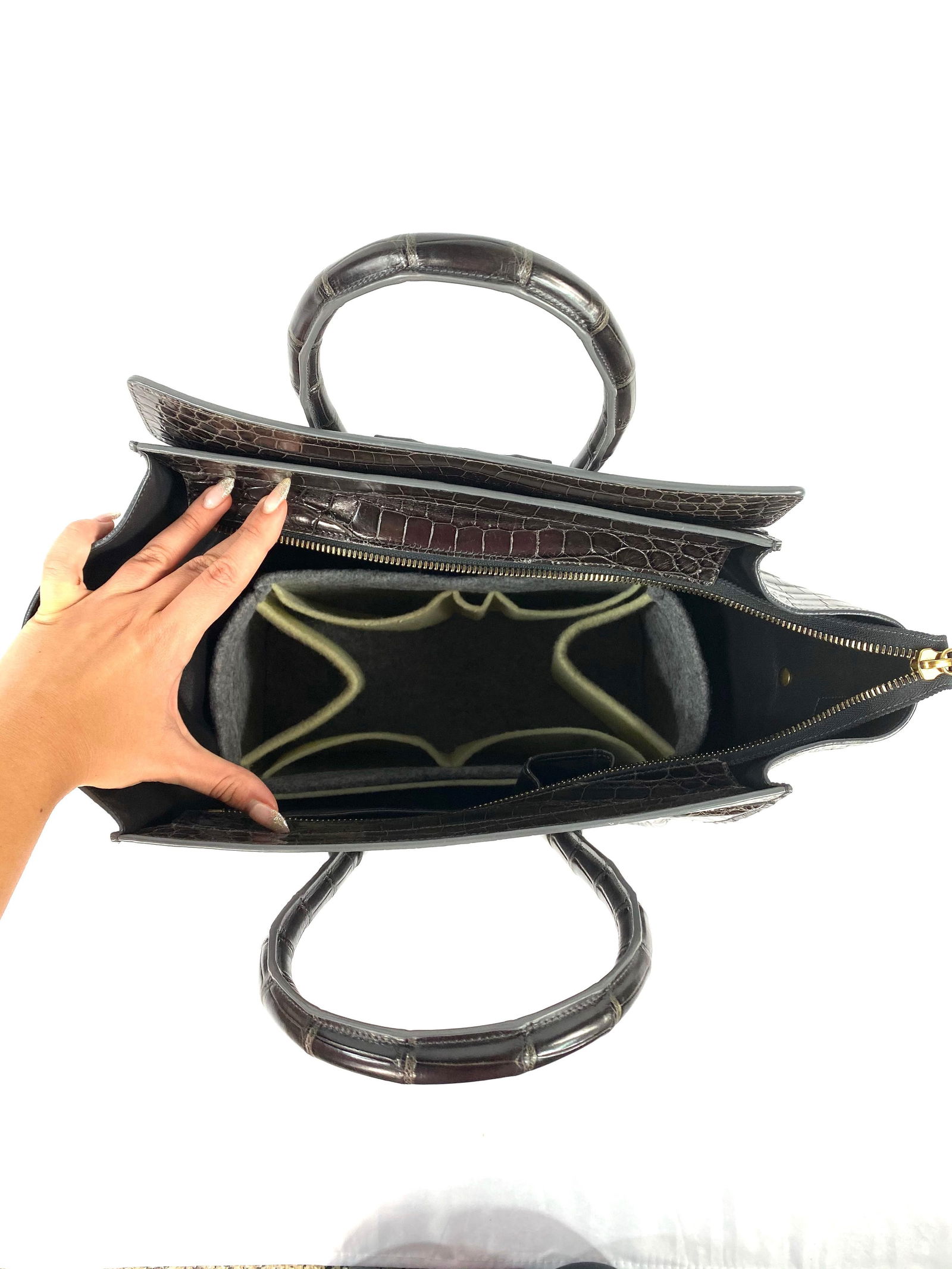 CELINE Brown Crocodile Medium Phantom Luggage Tote Bag - 2