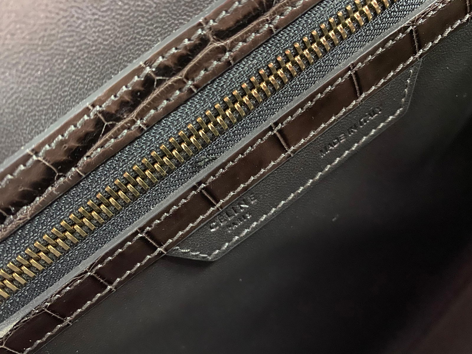 CELINE Brown Crocodile Medium Phantom Luggage Tote Bag - 3