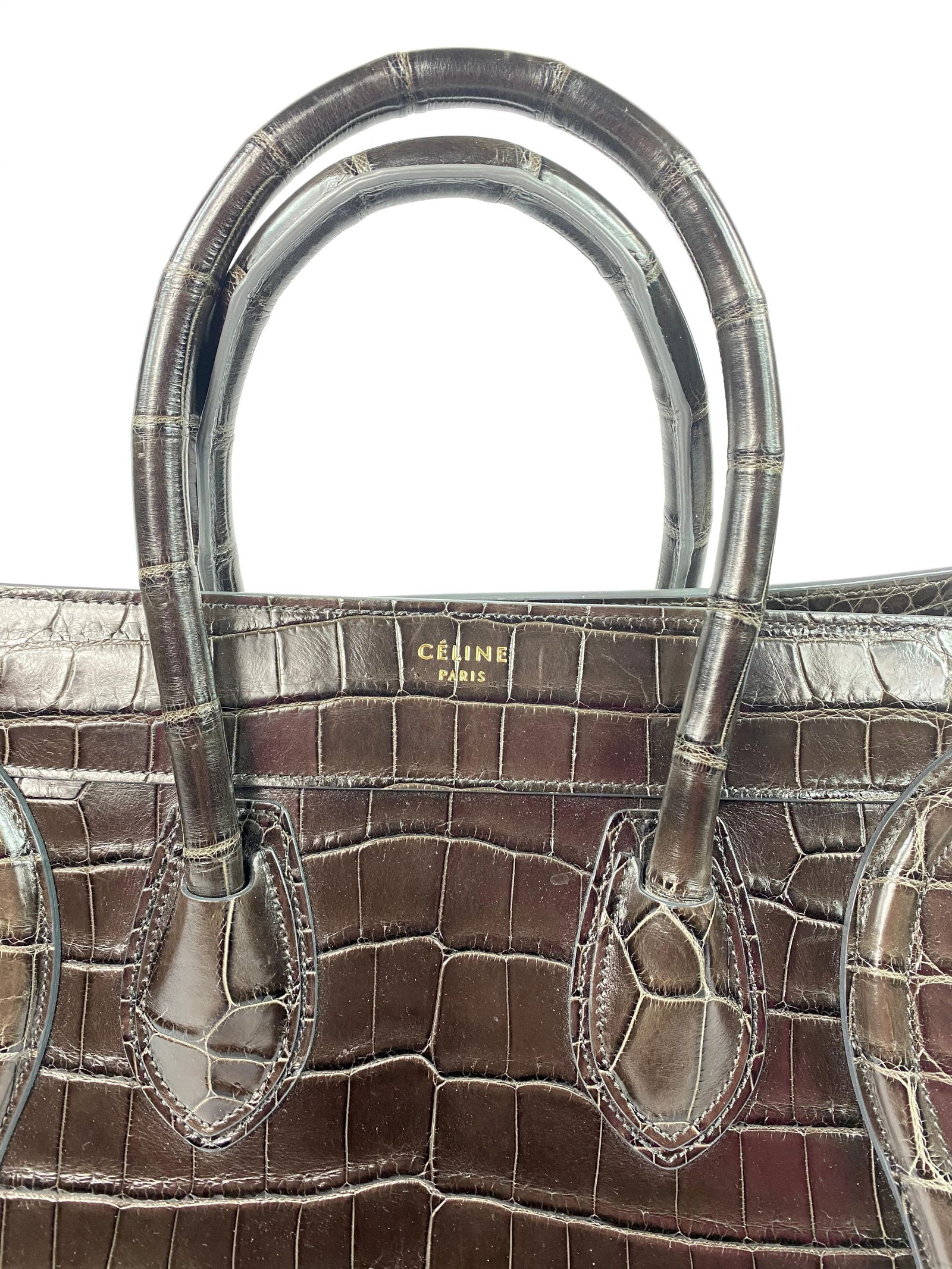 CELINE Brown Crocodile Medium Phantom Luggage Tote Bag - 8