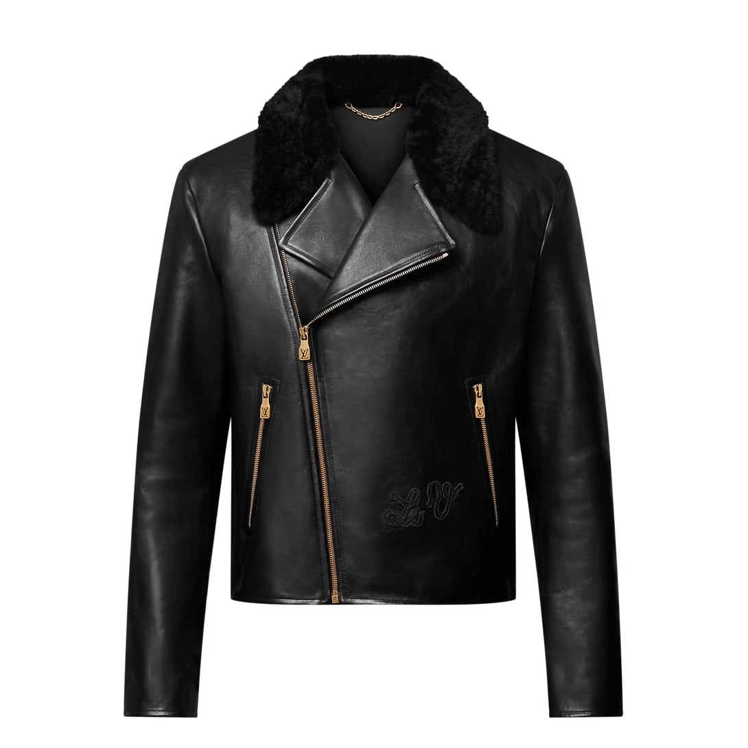 Louis Vuitton 1AGJEO Shearling Collar Evening Black Leather Biker Jacket 5 700€: Title:Louis Vuitton 1AGJEO Shearling Collar Evening Black Leather Biker Jacket 5 700€ Description:Vintage Byblos Baby Blue Suede Puffer Jacket Coat hooded with fur trim 42 IT Louis Vuitton 1AGJE